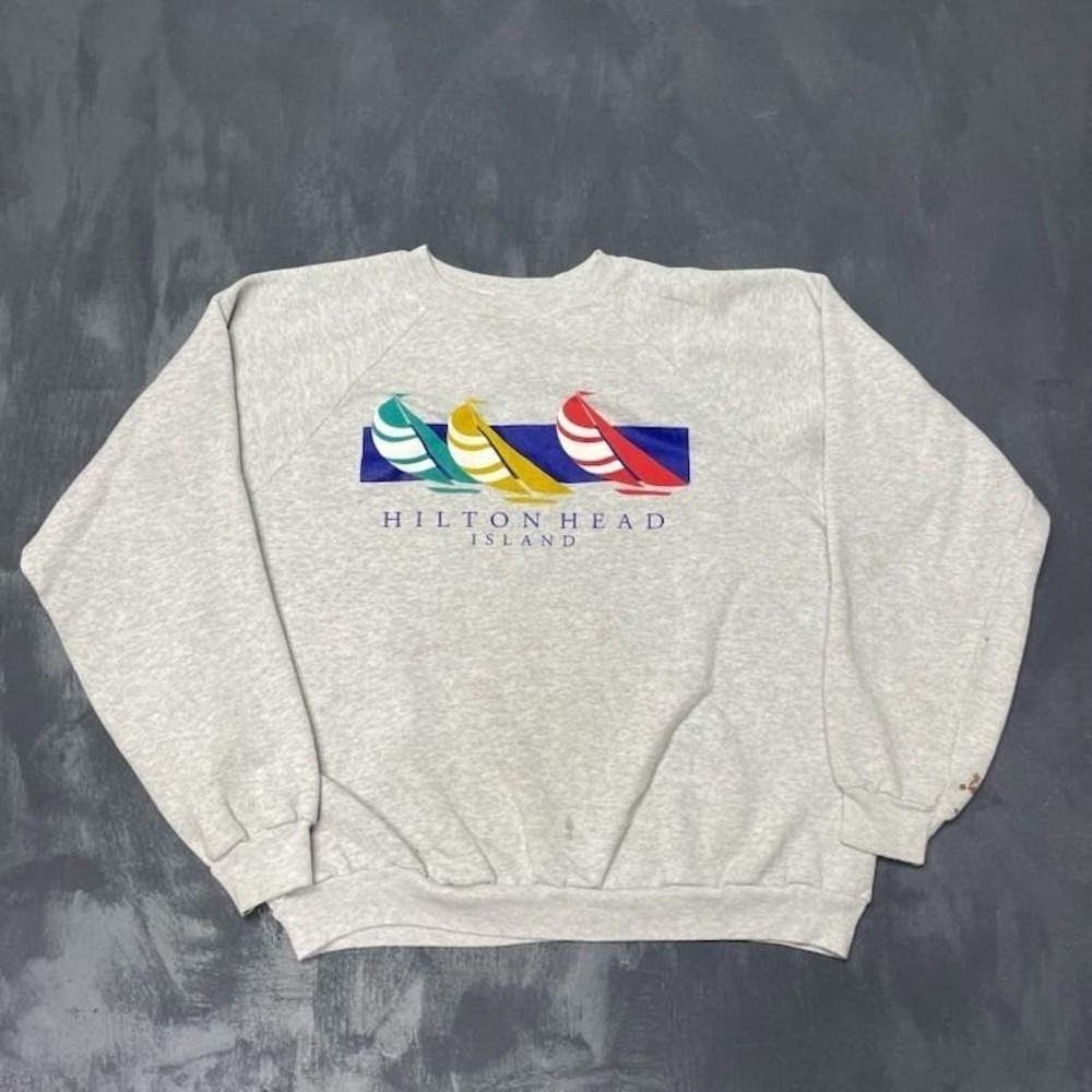 Vintage Hilton Head Island Sweatshirt Men XXL Grey 1990s Hanes